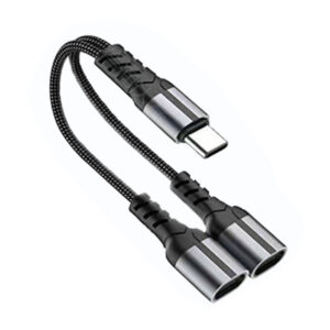 USB C Splitter 1 in 2 Out HiFi Audio Adapter, Dual USB C Headphone and Charger Adapter Support PD Charging Port, Compatible with iPhone Series, Galaxy Series and More SKU#AD011-DUALUSBCBK