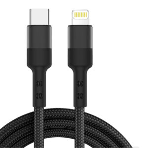 Power Delivery USB-C to 8-PIN Fast Charging & Sync Nylon-Braided 10FT Cable In Black - DC35-PD8PTYPEC10FTBK