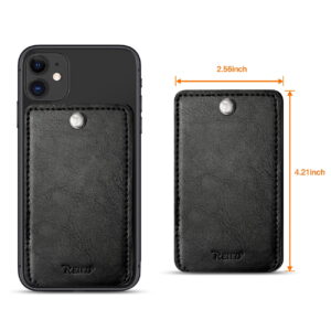 Leather Adhesive Foldable Pocket Card Holder with Two Slots In Black | SKU: HLD18-UNI01BK