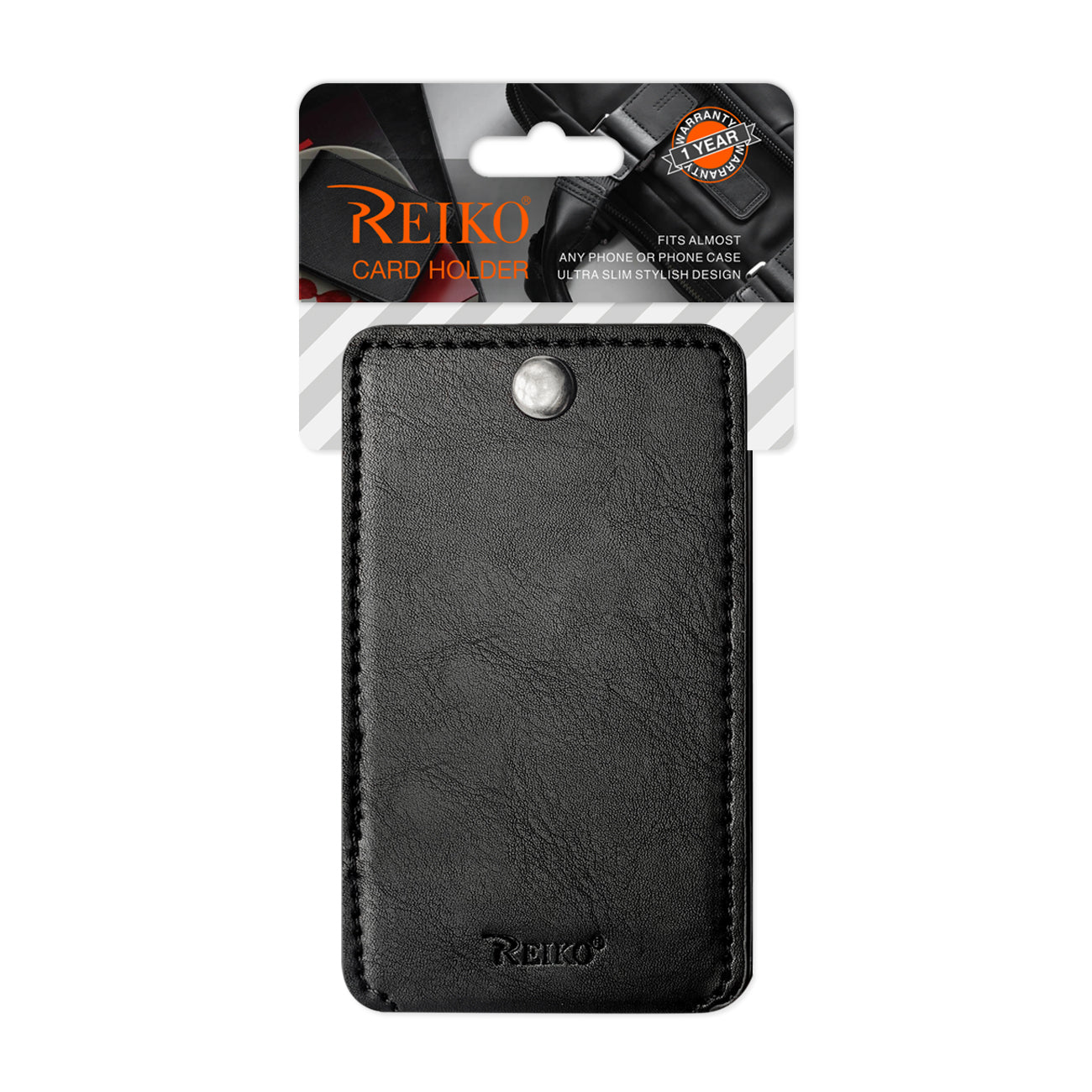 Leather Adhesive Foldable Pocket Card Holder with Two Slots In Black | SKU: HLD18-UNI01BK - Image 2