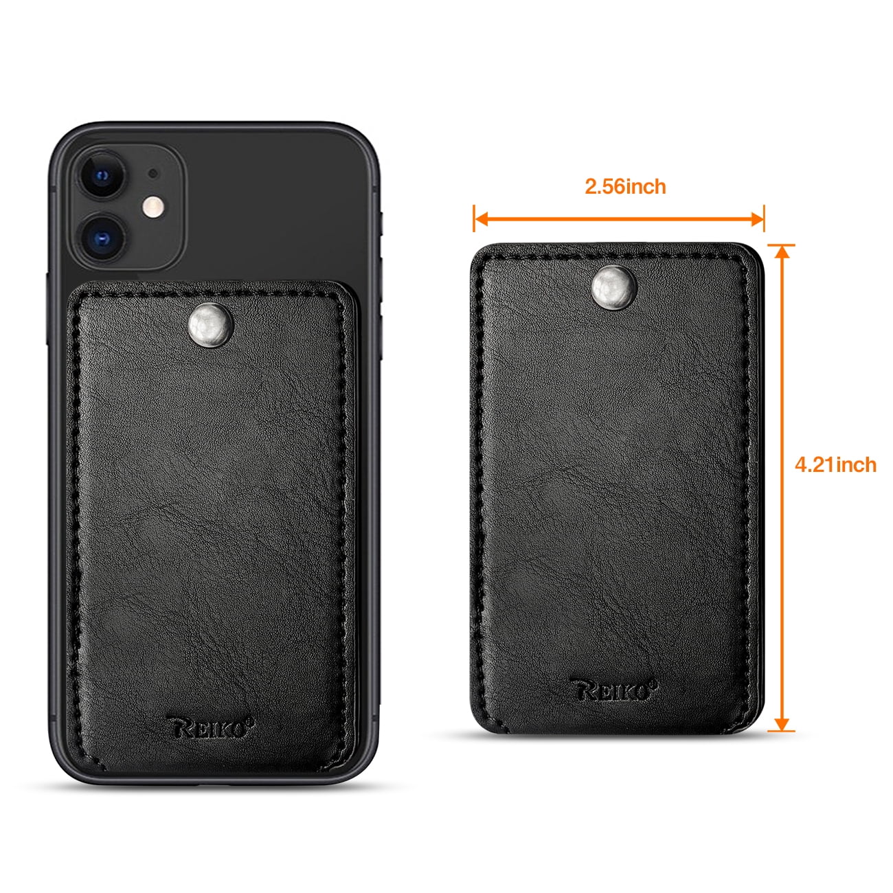 Leather Adhesive Foldable Pocket Card Holder with Two Slots In Black | SKU: HLD18-UNI01BK