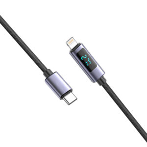 Power Delivery 27W USB-C to 8-PIN Fast Charging & Sync 3.3FT  black nylon+aluminium alloy data cable SKU:DC-VDCN04BK