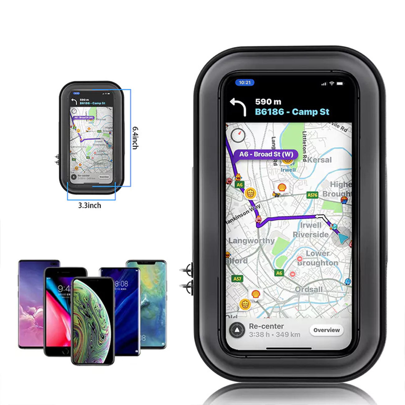 360 degree Rotation Universal Detachable Bicycle Motorbike holder 6.3 inch Cell Phone Holder SKU:HLD-VD005BK - Image 5
