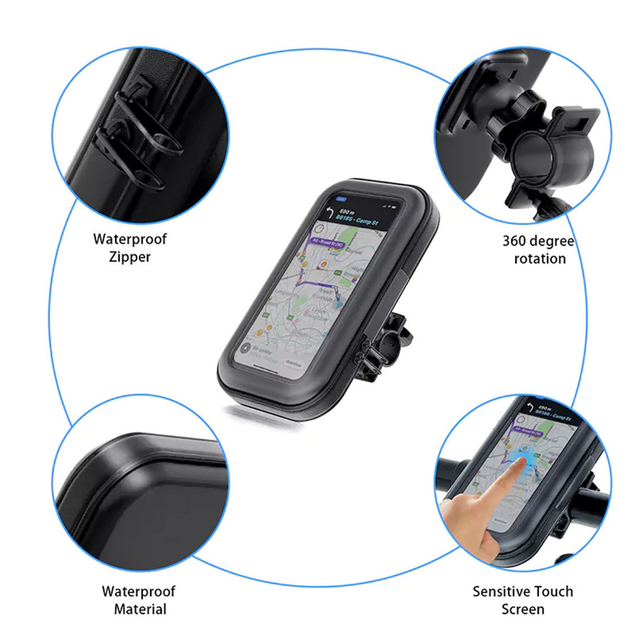 360 degree Rotation Universal Detachable Bicycle Motorbike holder 6.3 inch Cell Phone Holder SKU:HLD-VD005BK - Image 6