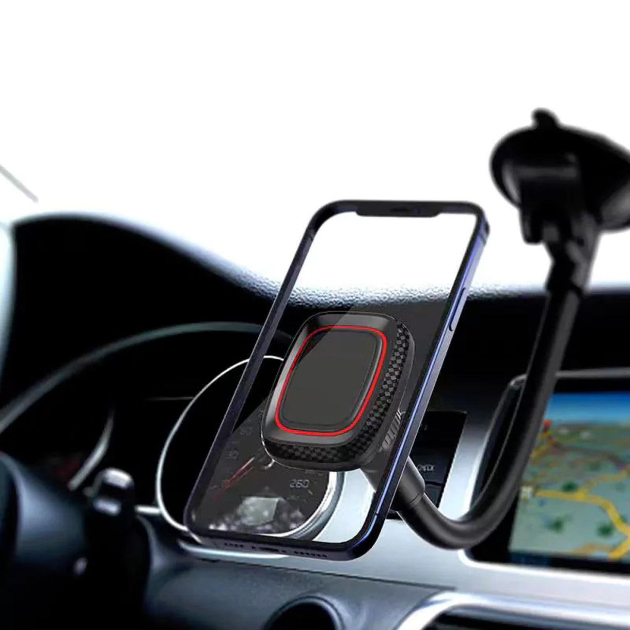 Universal 360-degree rotation Dashboard or windshield Magnetic Phone Holder for Car with Long Arm SKU: HLD-VDHD006BK - Image 3
