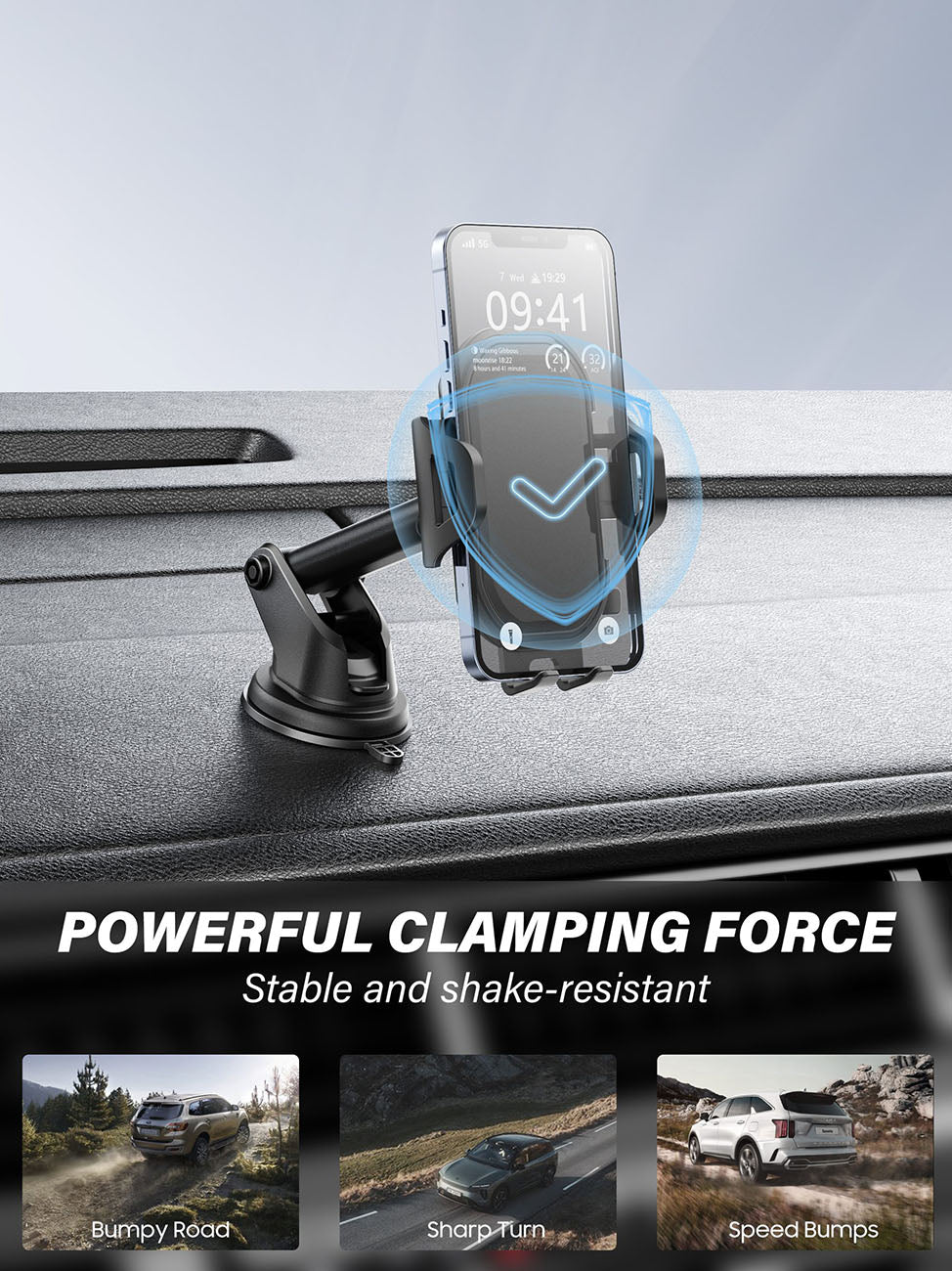 Universal Phone Holder for Dashboard or Windshield Clip Type Strong Anti-Shake Foldable for Phones - Image 4