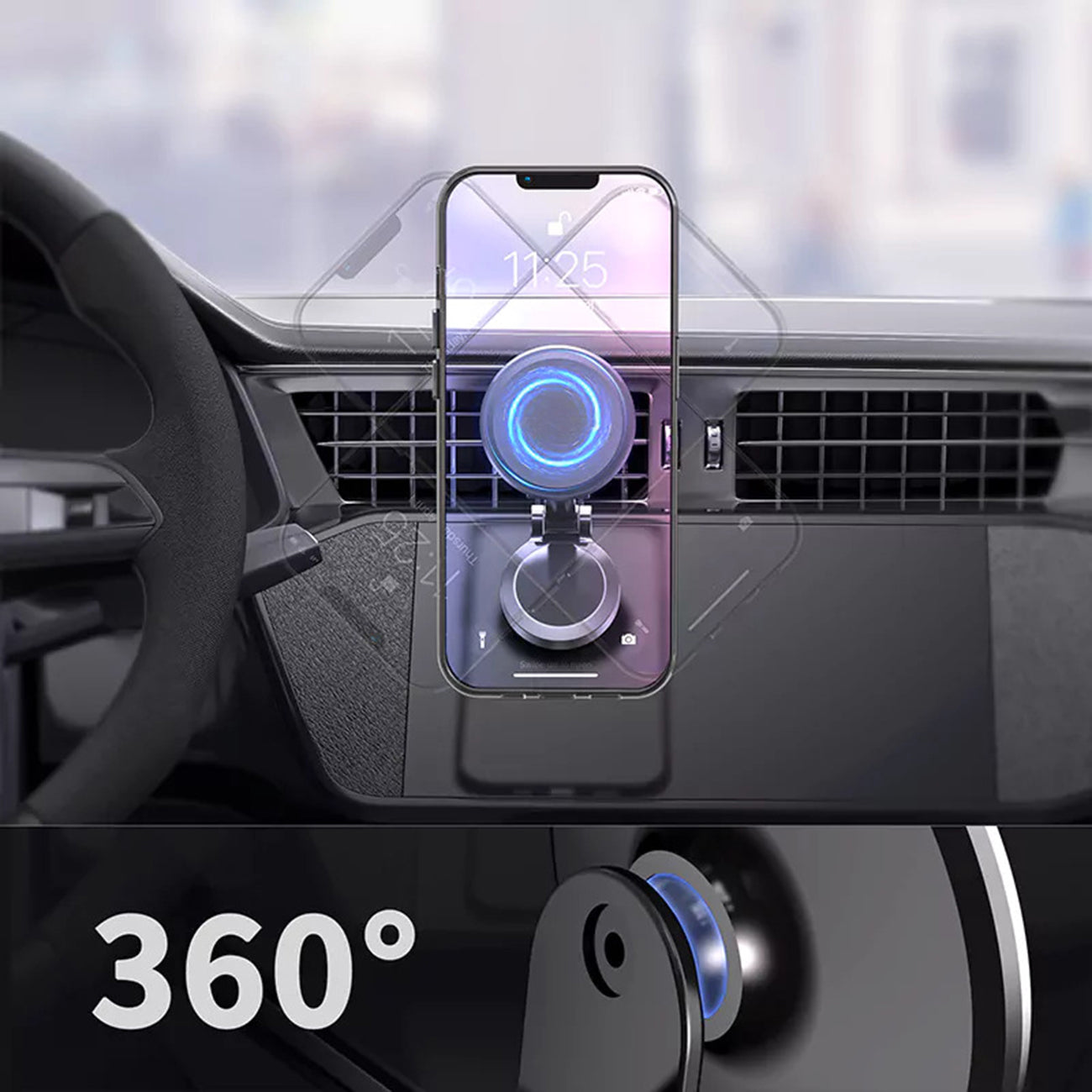 360¡ã rotating magnetic holder for car with a sticky base SKU: HLD-VDHD040BK - Image 5