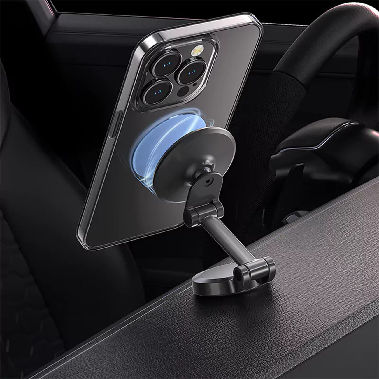 360¡ã rotating magnetic holder for car with a sticky base SKU: HLD-VDHD040BK - Image 7