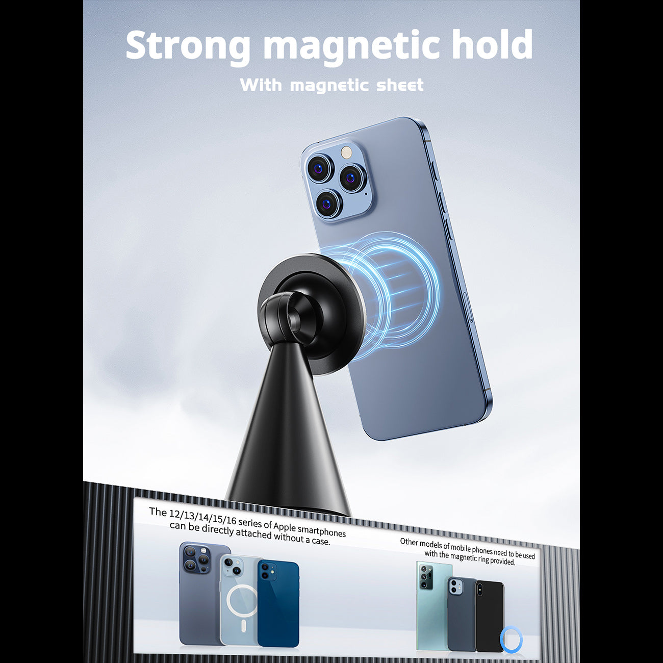 Universal high quality premium Strong magnetic holder 360 degree rotation stable anti-shake drop resistant holder SKU:HLD-VD056BK - Image 6