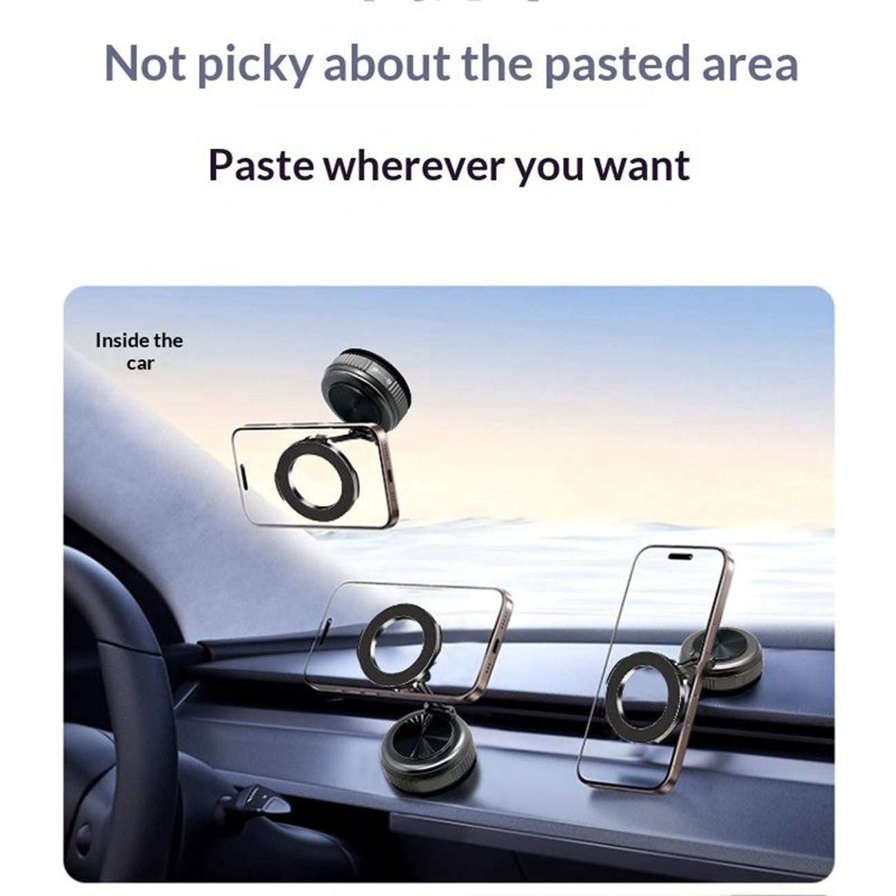 Universal High Quality Magnetic Phone holder, Strong Magnetic, Stable Anti-shake holder for Smartphones SKU:HLD-VD068BK - Image 2
