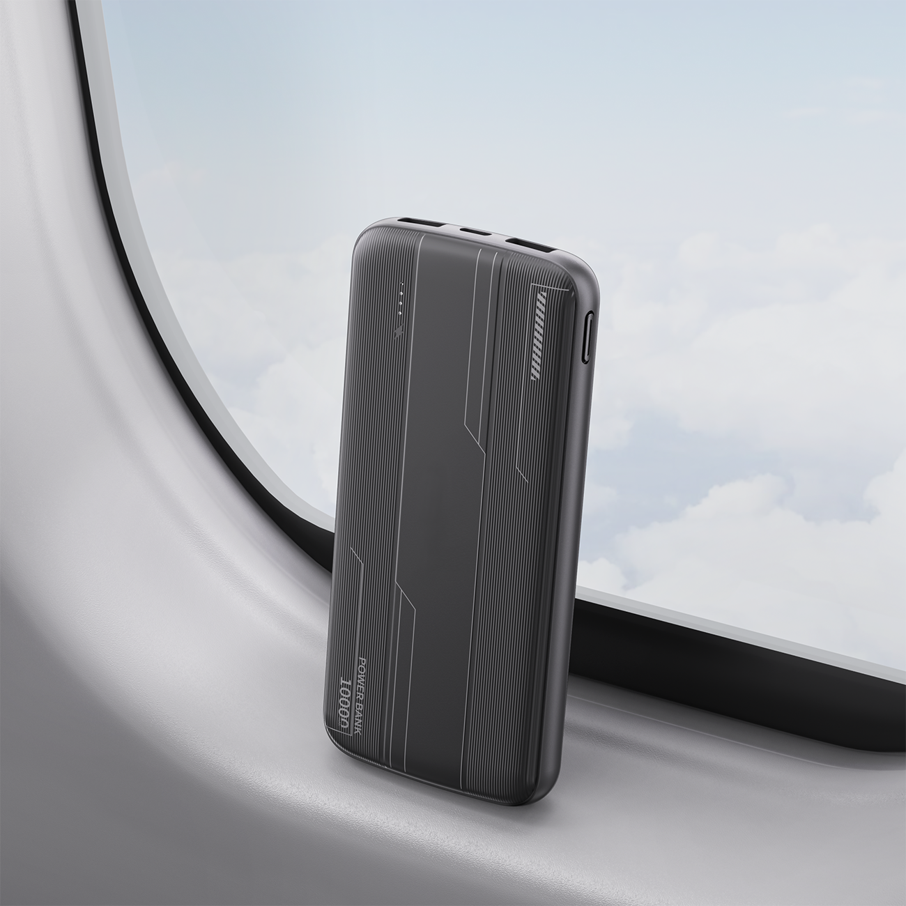Universal 10000mAh Power Bank Fast Charging Type-C Dual USB Ports Portable Charger in black SKU: PB-VD036BK - Image 4
