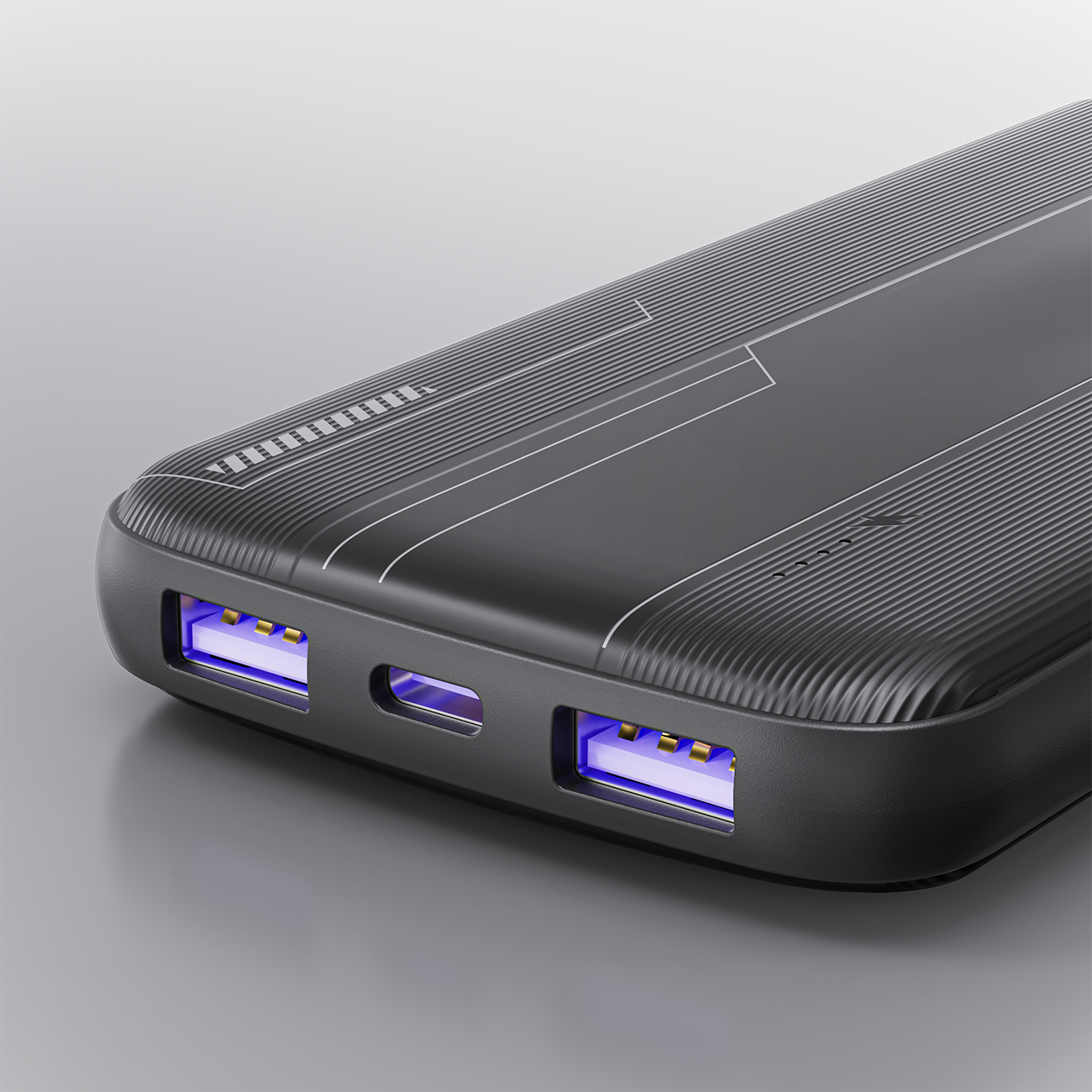 Universal 10000mAh Power Bank Fast Charging Type-C Dual USB Ports Portable Charger in black SKU: PB-VD036BK - Image 5