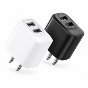 Fast charging 5V/2.4A US power delivery Travel Charger with Dual USB A Ports | SKU: M2RVD-TC012-8PWH02