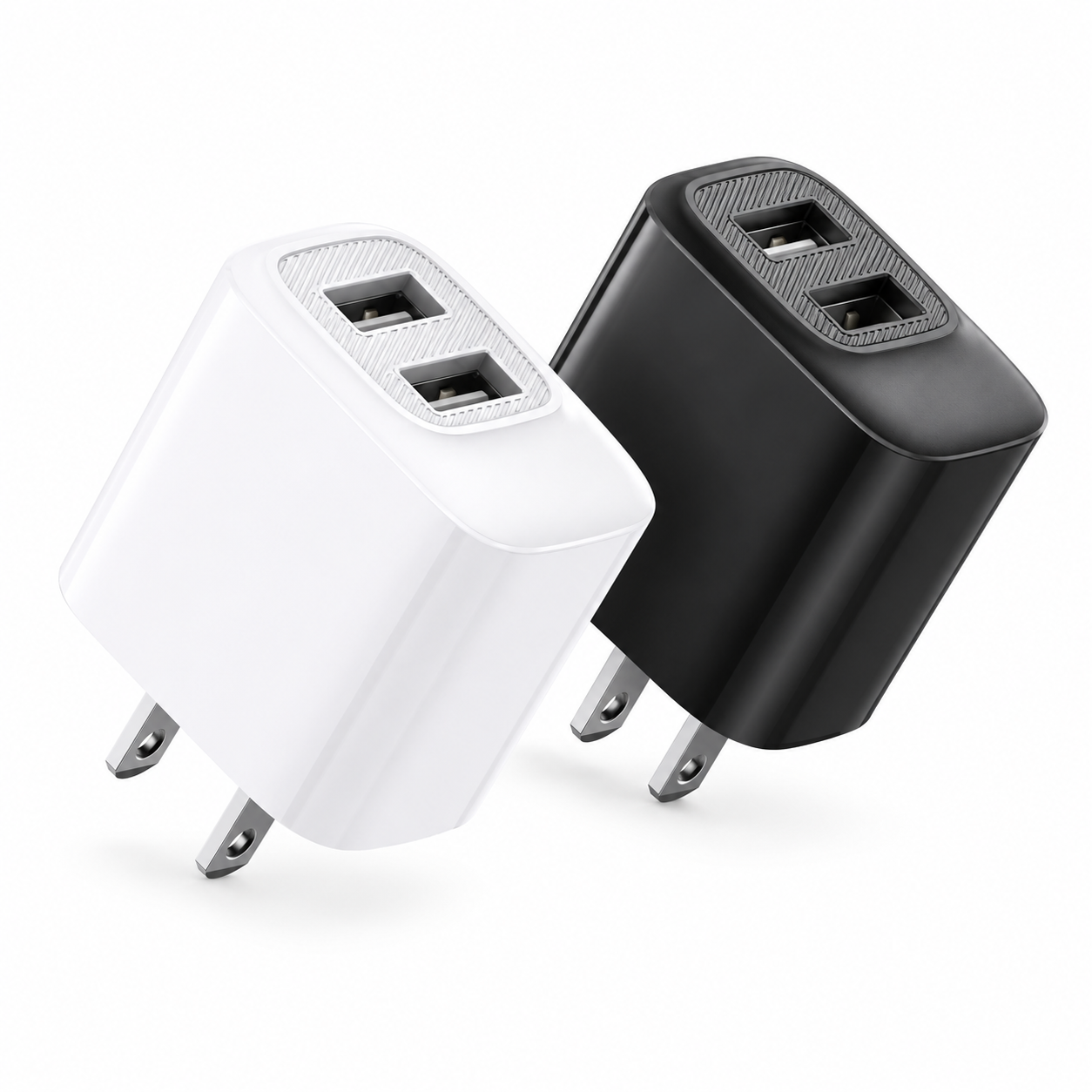 Fast charging 5V/2.4A US power delivery Travel Charger with Dual USB A Ports | SKU: M2RVD-TC012-8PWH02