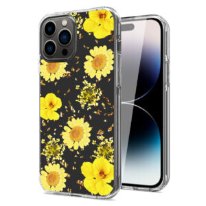 Pressed dried flower Design Phone case For iPhone 14 Pro max In Yellow | SKU:PC25-IPH14MAXYL