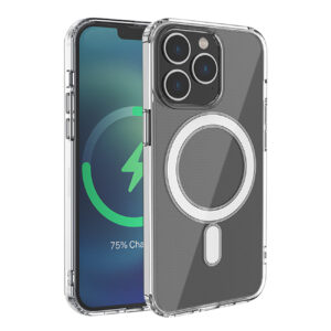 Reiko Magnetic Wireless Charging TPU Bumper Case For iPhone 13 MAX In Clear