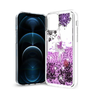 Reiko iPhone 12 / 12 Pro Glitter Case Moving Quicksand Purple Ballerina