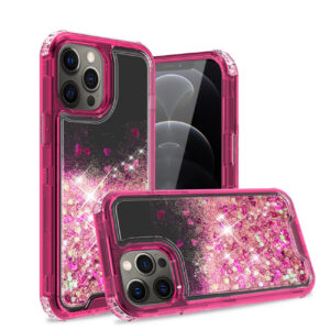 Glitter Case Moving Quicksand In BlackAPPLE IPHONE 12 PRO MAX In Hot Pink