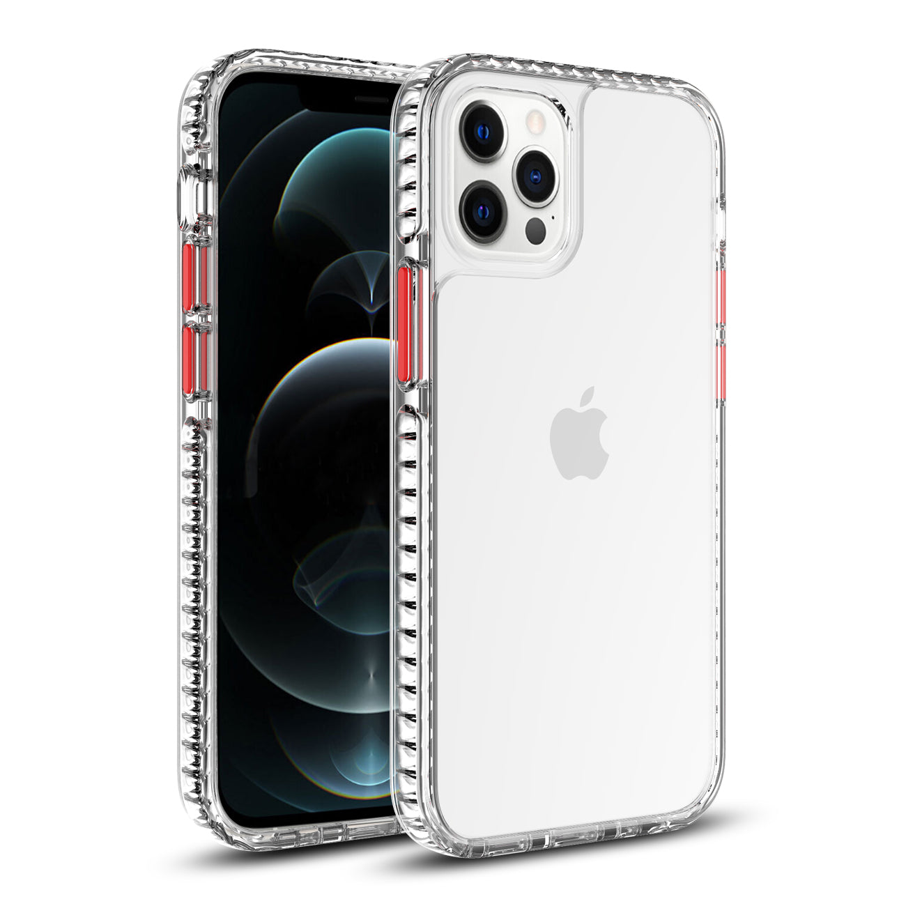TPU Bumper Shockproof Case With Embedded Coil In BlackAPPLE IPHONE 12 PRO MAX In Clear Red