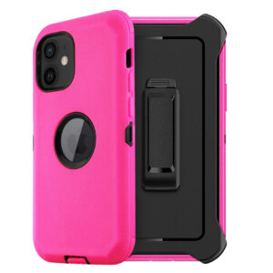 Multilayer Full Protection with Built-In Screen Protector CaseAPPLE IPHONE 12 MINI In Hot Pink