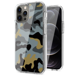 Camouflage Dual Layer Hybrid Hard Plastic and Soft TPU Rubber Case Cover for APPLE IPHONE 12 PRO MAX In Blue