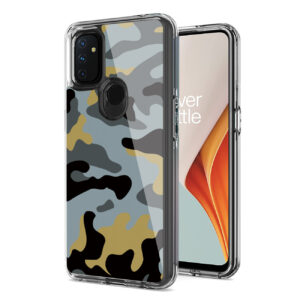 Camouflage Dual Layer Hybrid Hard Plastic and Soft TPU Rubber Case Cover for ONEPLUS NORD N100 In Blue