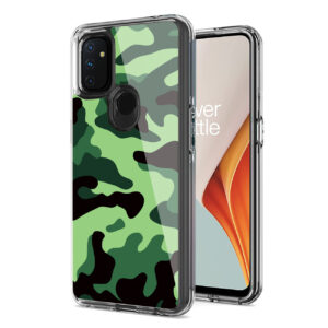 Camouflage Dual Layer Hybrid Hard Plastic and Soft TPU Rubber Case Cover for ONEPLUS NORD N100 In Mint Green