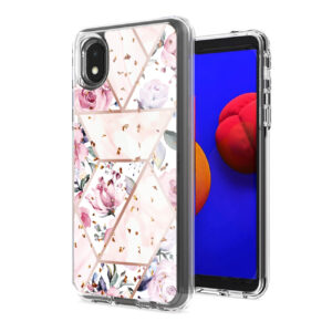 Flower Design Pattern Printing Dual Layer Hybrid Hard Plastic and Soft TPU Rubber Case Cover for SAMSUNG GALAXY S21 FE In Pink Base Flower