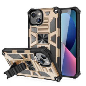 Built-in Kickstand TPU Case with Magnetic Mount for APPLE IPHONE 13 in Gold