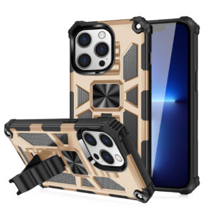 Built-in Kickstand TPU Case with Magnetic Mount for APPLE IPHONE 13 PRO MAX in Gold
