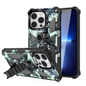 Built-in Kickstand TPU Case with Magnetic Mount for APPLE IPHONE 13 PRO in Tree leaf patterns