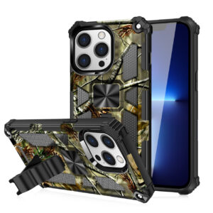 Built-in Kickstand TPU Case with Magnetic Mount for APPLE IPHONE 13 PRO in Tree leaf patterns