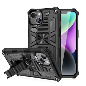 Built-in Kickstand TPU Case with Magnetic Mount for APPLE IPHONE 14 in Black
