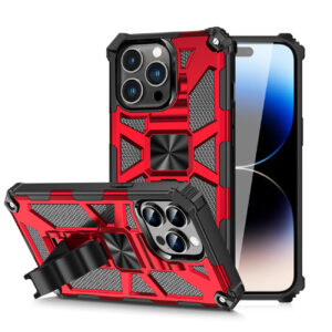 Built-in Kickstand TPU Case with Magnetic Mount for APPLE IPHONE 14 PRO MAX in Red