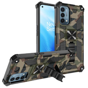 Built-in Kickstand TPU Case with Magnetic Mount for ONEPLUS NORD N200 5G in Camouflage