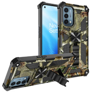 Built-in Kickstand TPU Case with Magnetic Mount for ONEPLUS NORD N200 5G in Tree leaf patterns