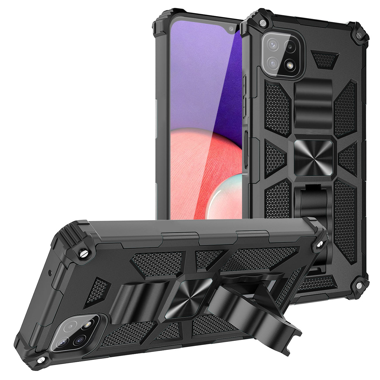 Built-in Kickstand TPU Case with Magnetic Mount for SAMSUNG GALAXY A22 5G in Black