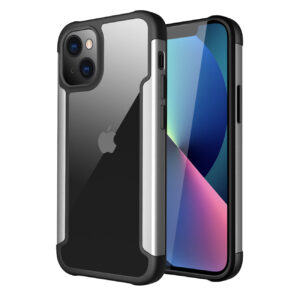 High Quality Clean PC,TPU and Metal Bumper Case For iPhone 13 Mini In Silver