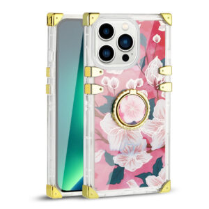 Reiko IPHONE 13 Floral Print Case with Ring Holder In Hot Pink