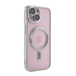 Magnetic Wireless Charging TPU Bumper Case For iPhone 15 In Silver
