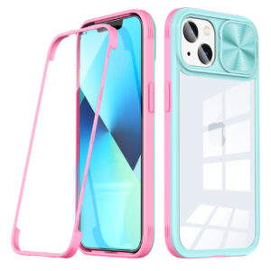 Full Protection With Mobile Phone Protective Film Slide Camera Lens Phone Case For iPhone 14 In Blue