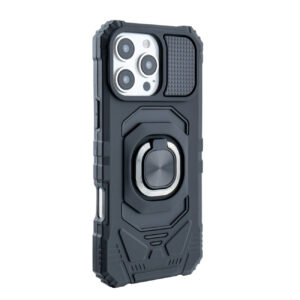 Kickstand Ring Holder TPU Shockproof Case for iPhone 16 PRO MAX in Black