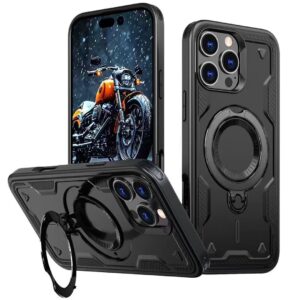 Reiko 360 Degree Rotating Magnetic Versatile Stand Black Compatible with iPhone 16 Pro