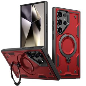 Reiko 360 Degree Rotating Magnetic Versatile Stand Red Compatible with iPhone Samsung Galaxy A25