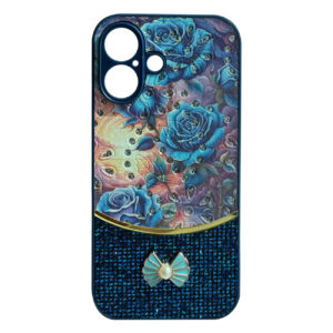 Sparkle Glitter Bling Phone Case in Navy With Colorful Cover For iPhone 16