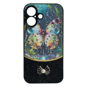 Sparkle Glitter Bling Phone Case in Black With Colorful Cover For iPhone 16 Plus