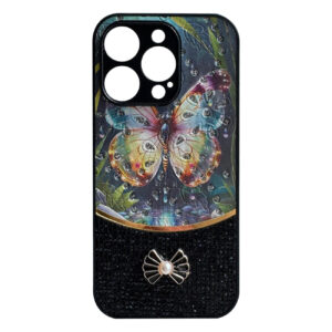 Sparkle Glitter Bling Phone Case in Black With Colorful Cover For iPhone 16 Pro