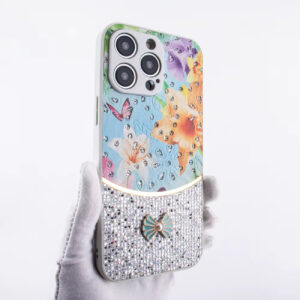 Sparkle Glitter Bling Phone Case in White With Colorful Cover For iPhone 16 Pro Max