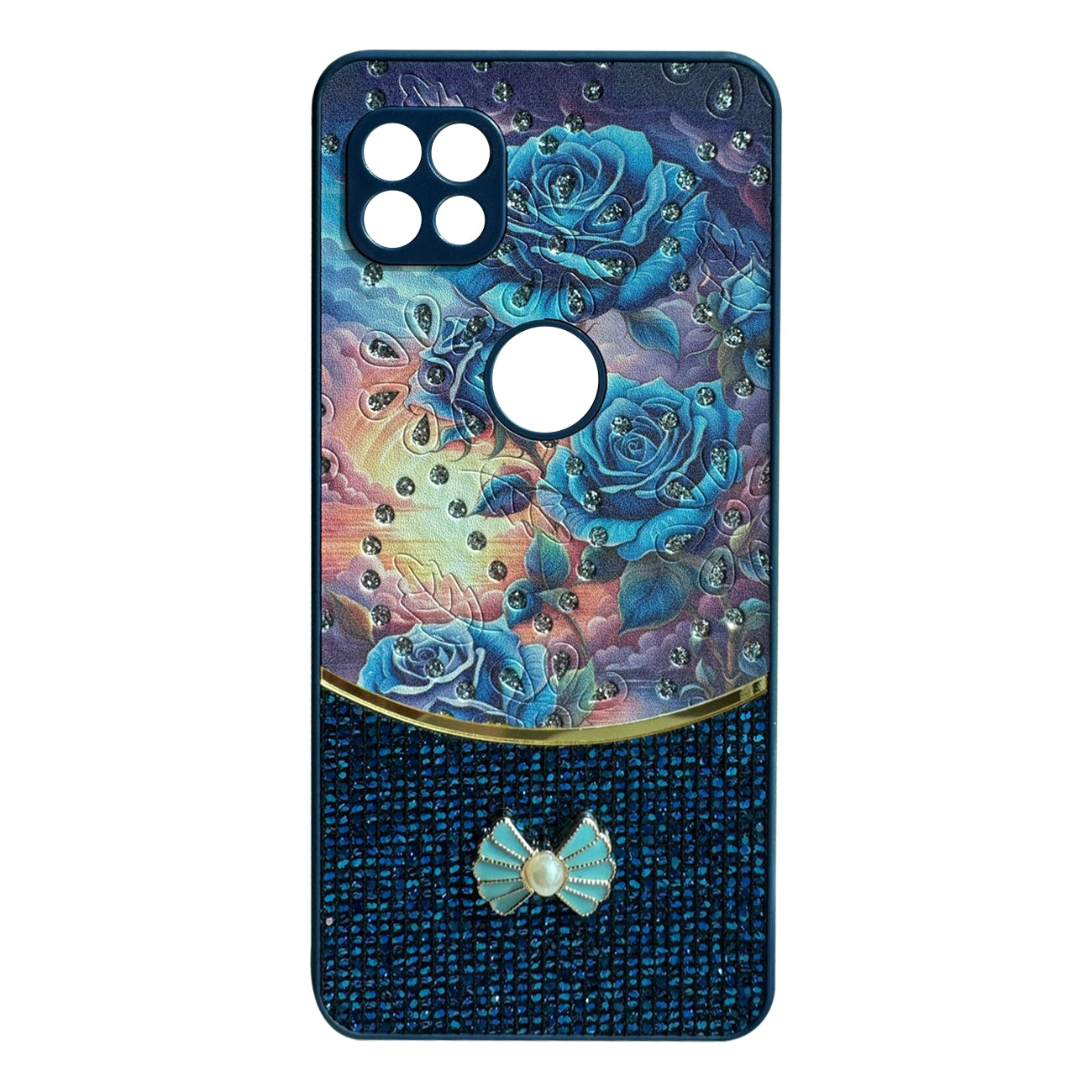 Sparkle Glitter Bling Phone Case in Navy With Colorful Cover For Motorola One 5G Ace