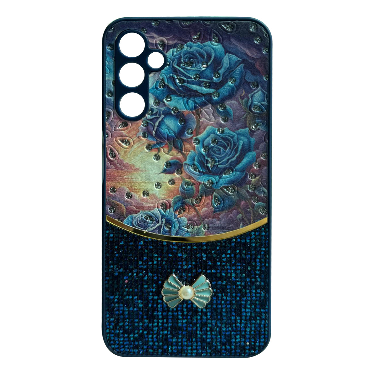 Sparkle Glitter Bling Phone Case in Navy With Colorful Cover For Galaxy A14